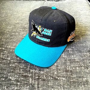 San Jose sharks 90s vintage snapback hat rare starter!